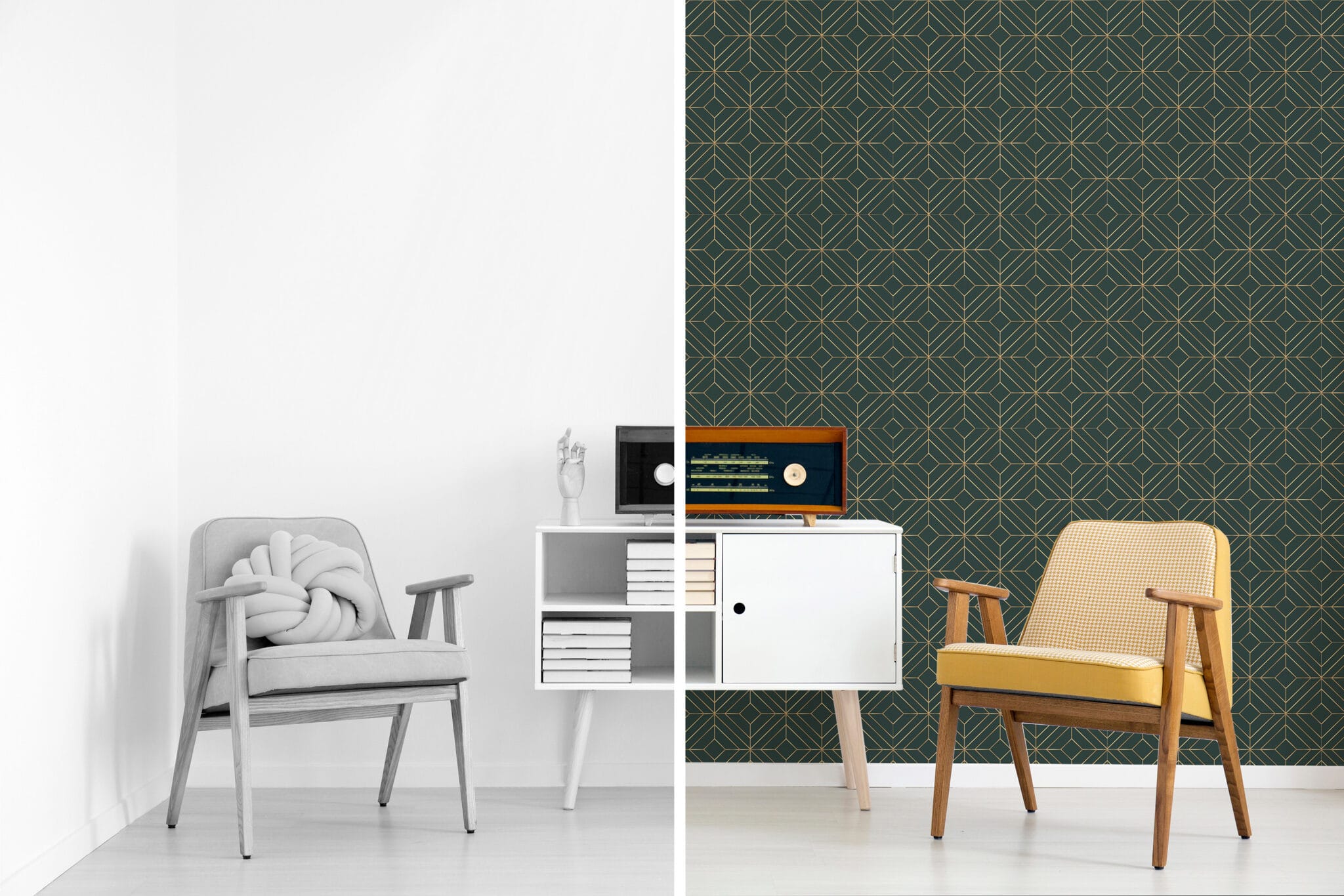 Emerald Green Geometric Wallpaper Peel And Stick Or Traditional