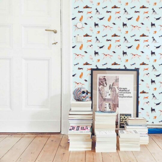 Dog stick on wallpaper