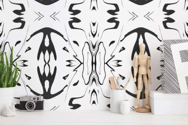 Abstract ink peel and stick wallpaper