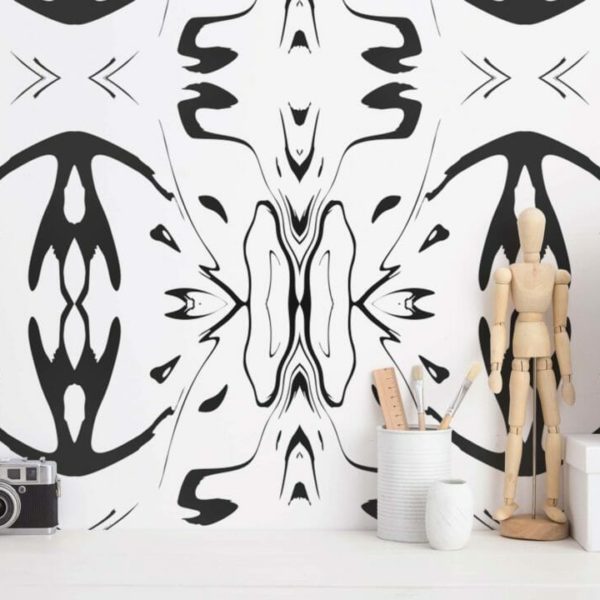 black and white ink marble self-adhesive wallpaper