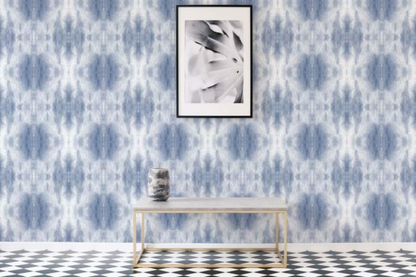 Blue tie-dye wallpaper for walls