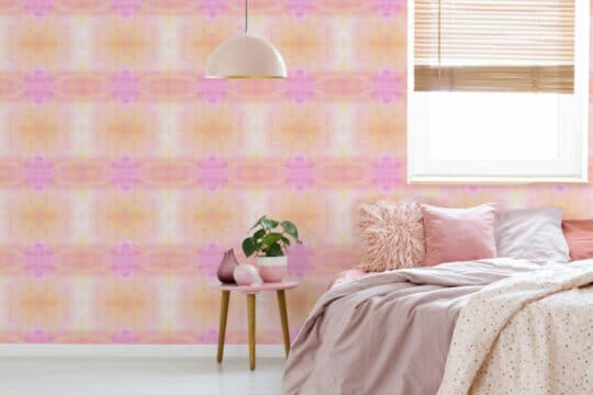 Pink tie-dye stick on wallpaper