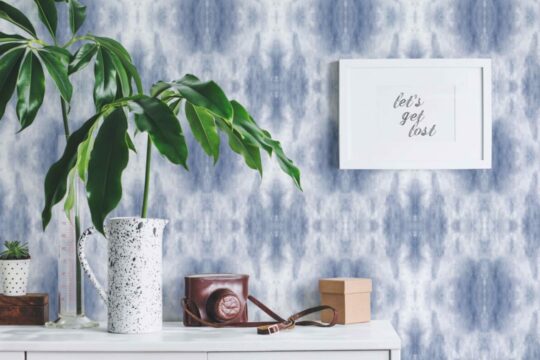 Blue tie-dye self adhesive wallpaper