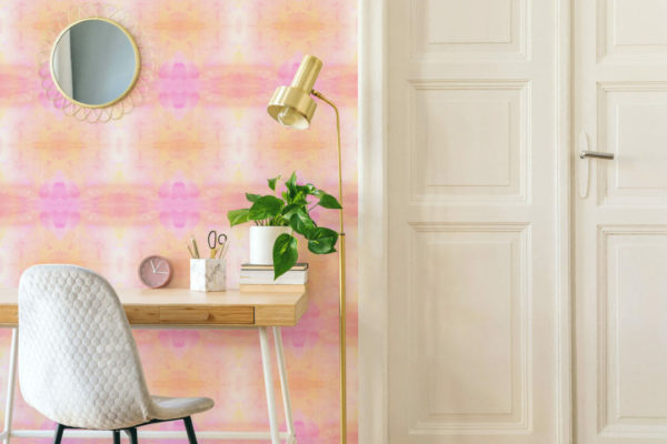 Pink tie-dye peel stick wallpaper