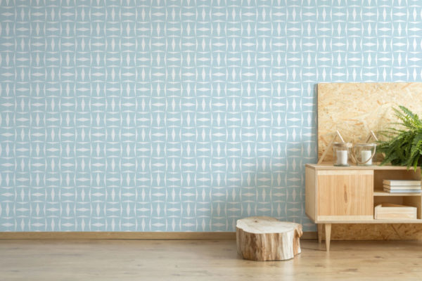 Blue geometric wallpaper for walls