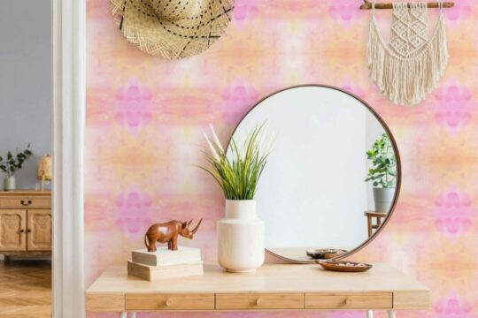 Pink tie-dye peel and stick wallpaper