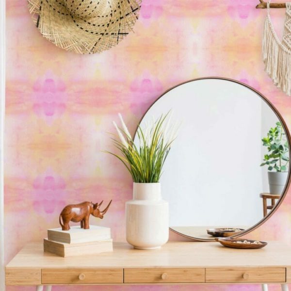 pink and orange tie-dye removable wallpaper
