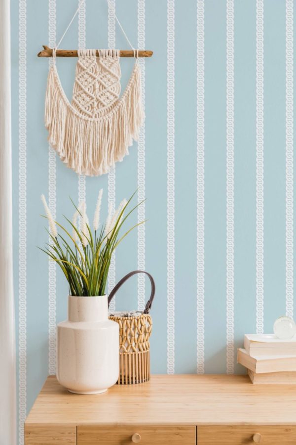 Blue striped wallpaper for walls