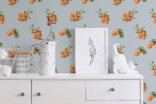 orange fruit plant clementine branch peel and stick wallpaper