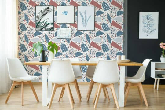 Red and blue terrazzo wallpaper for walls