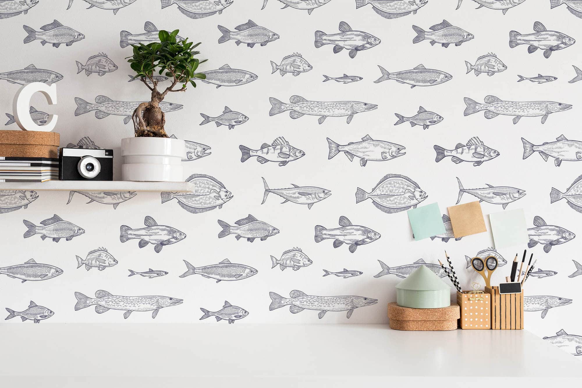 Buy 3D Funny Fish Tail ZZ754 Selfadhesive Wallpaper Mural Peel Online in  India  Etsy