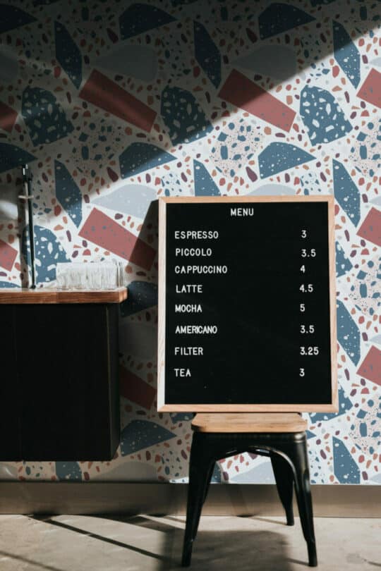 Red and blue terrazzo temporary wallpaper