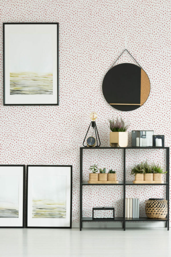 Pink dotted stick on wallpaper