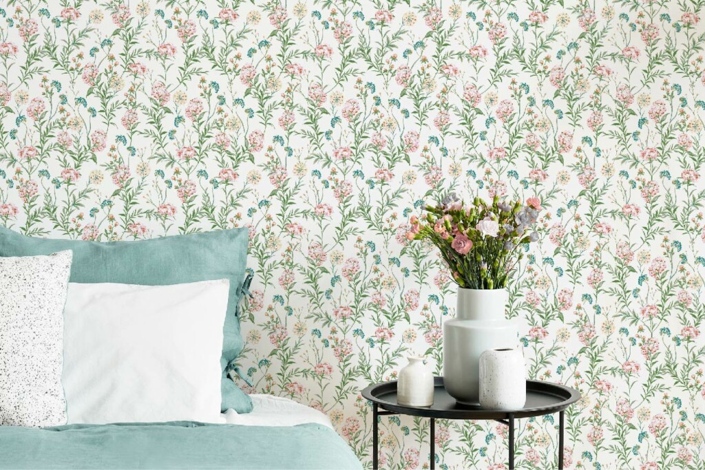 aesthetic floral wallpaper for bedroom, living room or accent wall from peel and stick spring collection