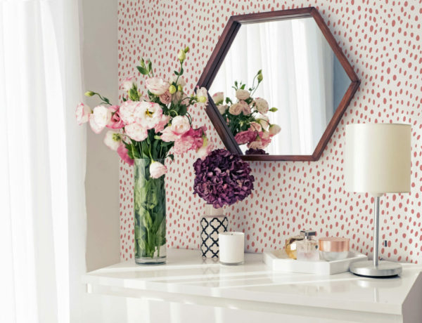 Pink dotted peel and stick wallpaper