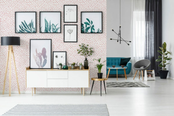 Pink dotted self adhesive wallpaper