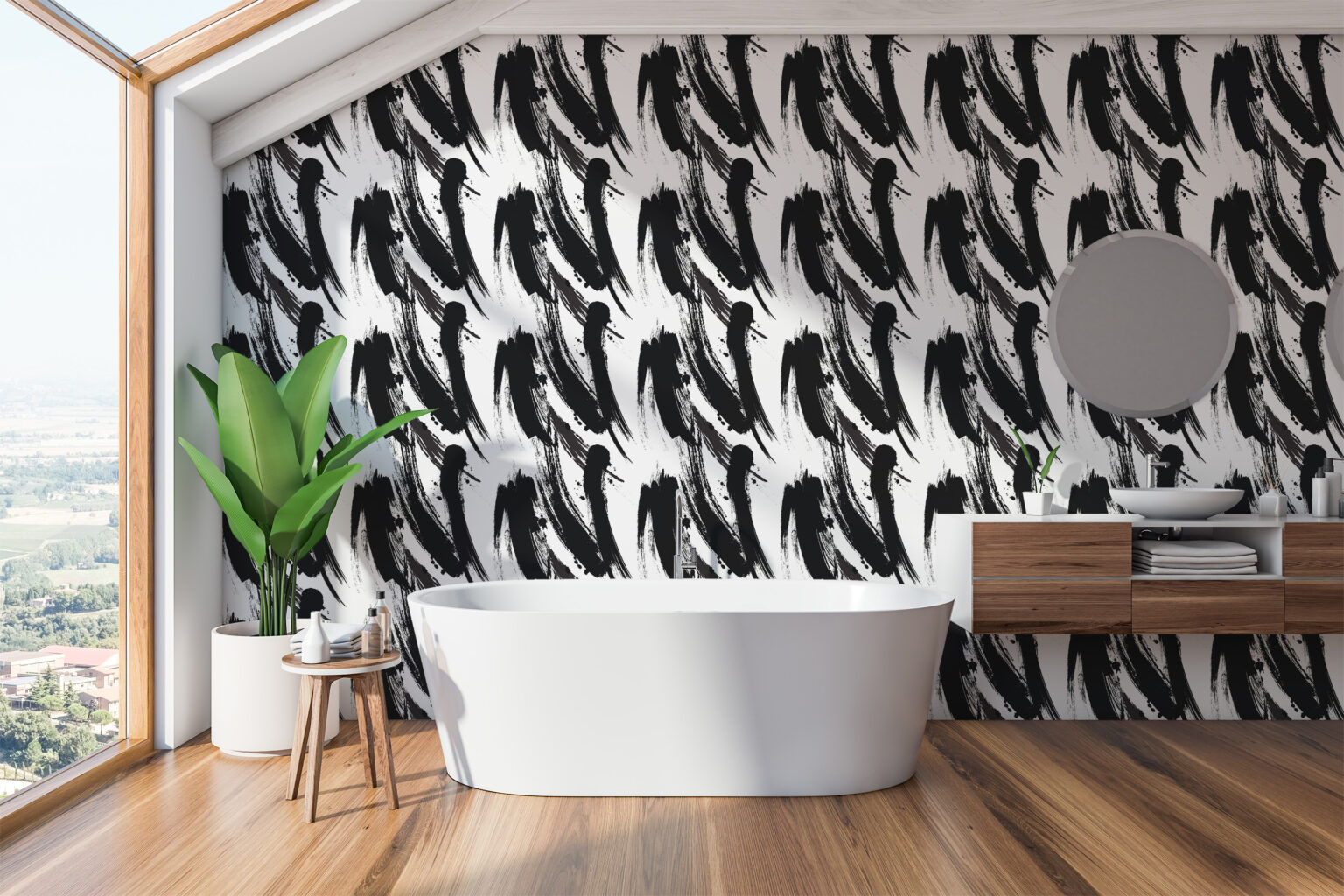 9 Black & White Bathroom Wallpaper designs for Your Bathroom
