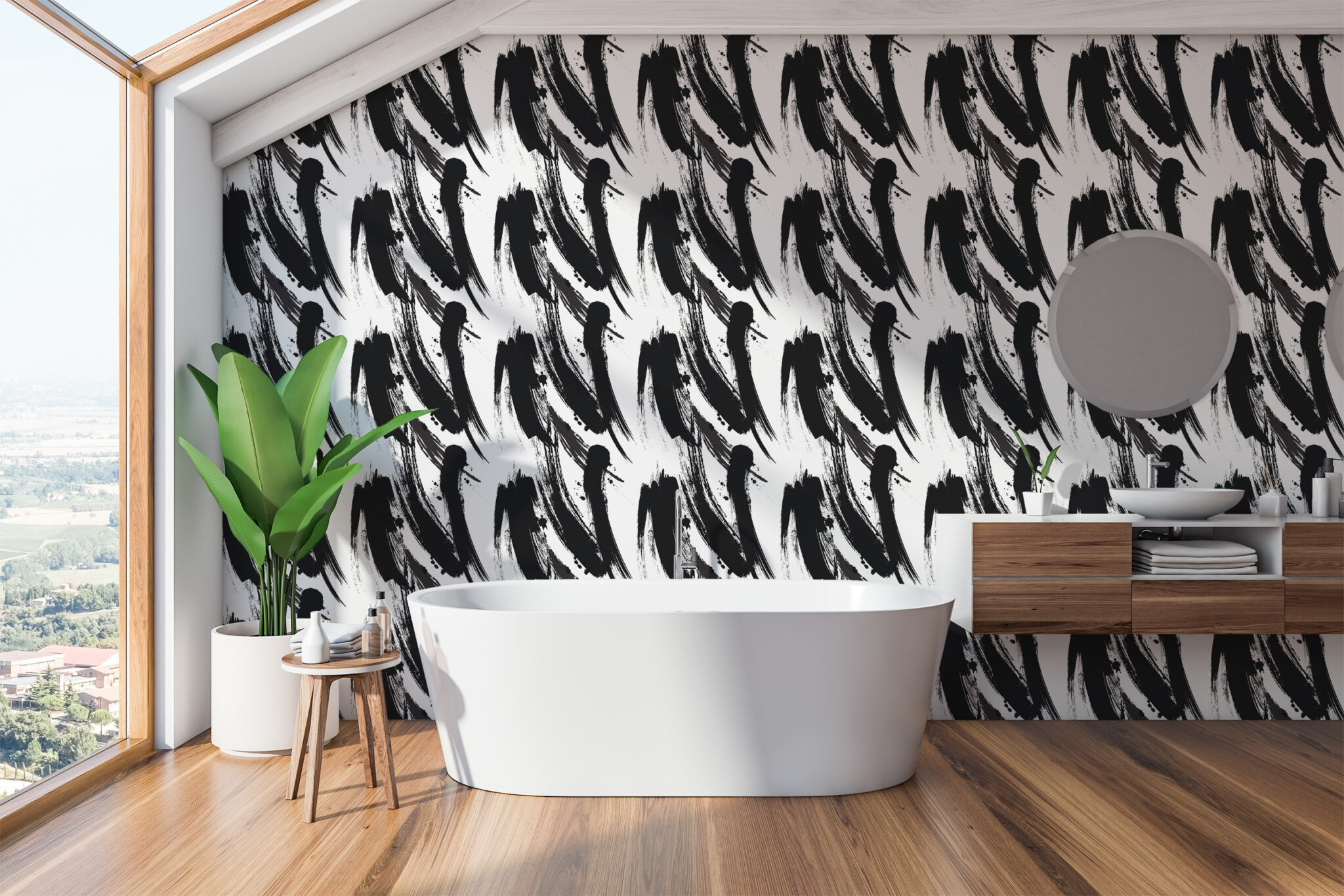 9 Black & White Bathroom Wallpaper designs for Your Bathroom