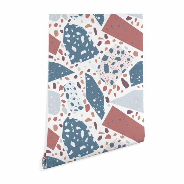 Red and blue terrazzo sticky wallpaper