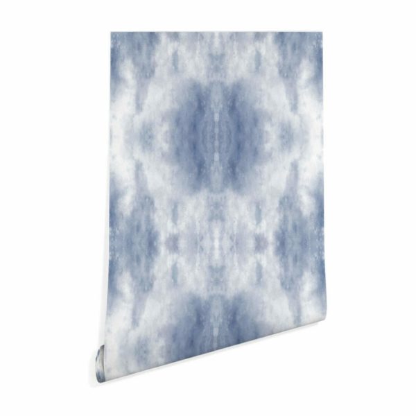 Blue tie-dye peel and stick removable wallpaper