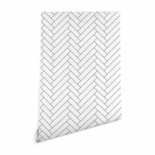 Asymmetric herringbone peel and stick removable wallpaper