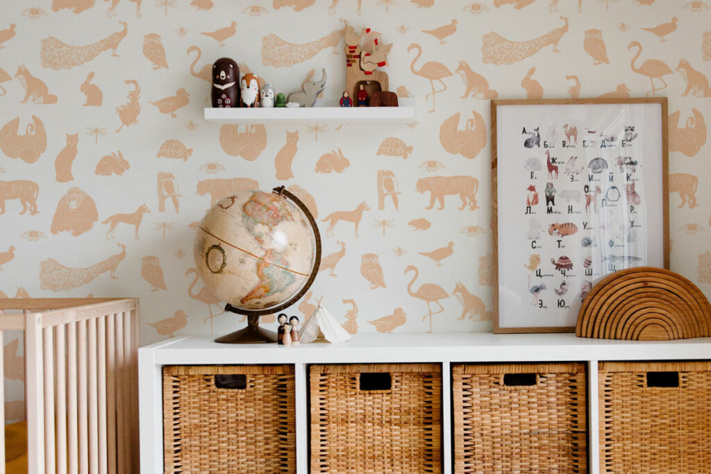 peach aesthetic enchanted nursery safari wallpaper for nursert peel and stick or non pasted