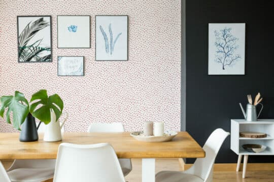 Pink dotted peel and stick removable wallpaper