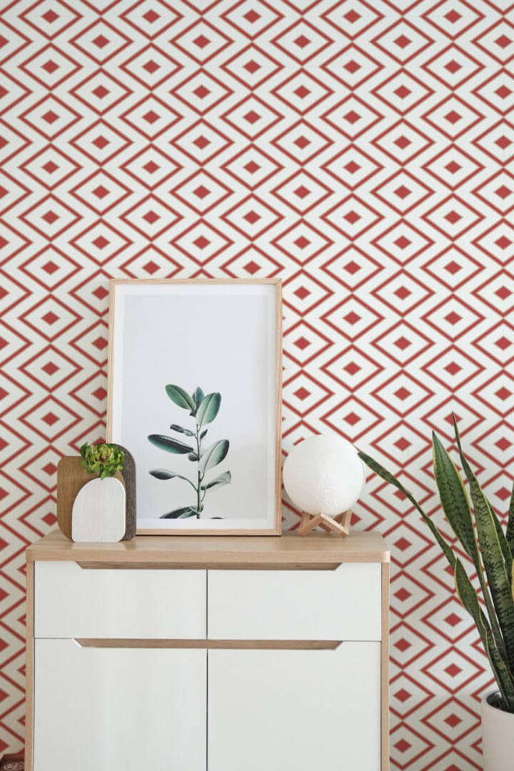 Red rhombus peel stick wallpaper