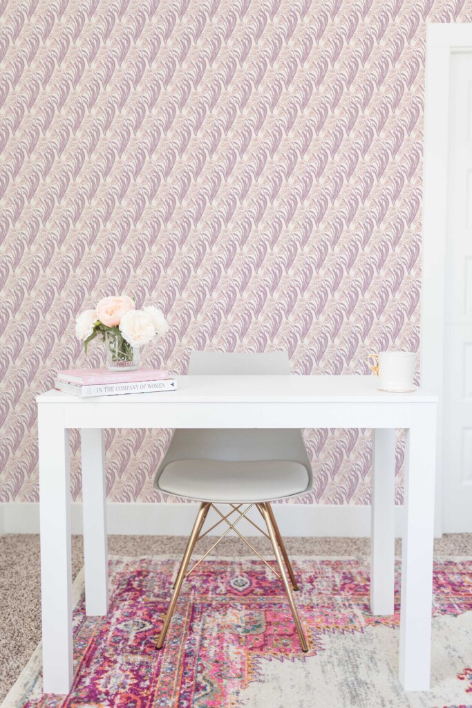 Removable wallpaper in dusty pink lavender flower pattern from Fancy Walls