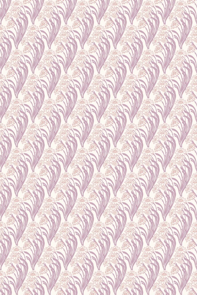 Botanical pattern Lavender Floral wallpaper for Living room walls by Fancy Walls
