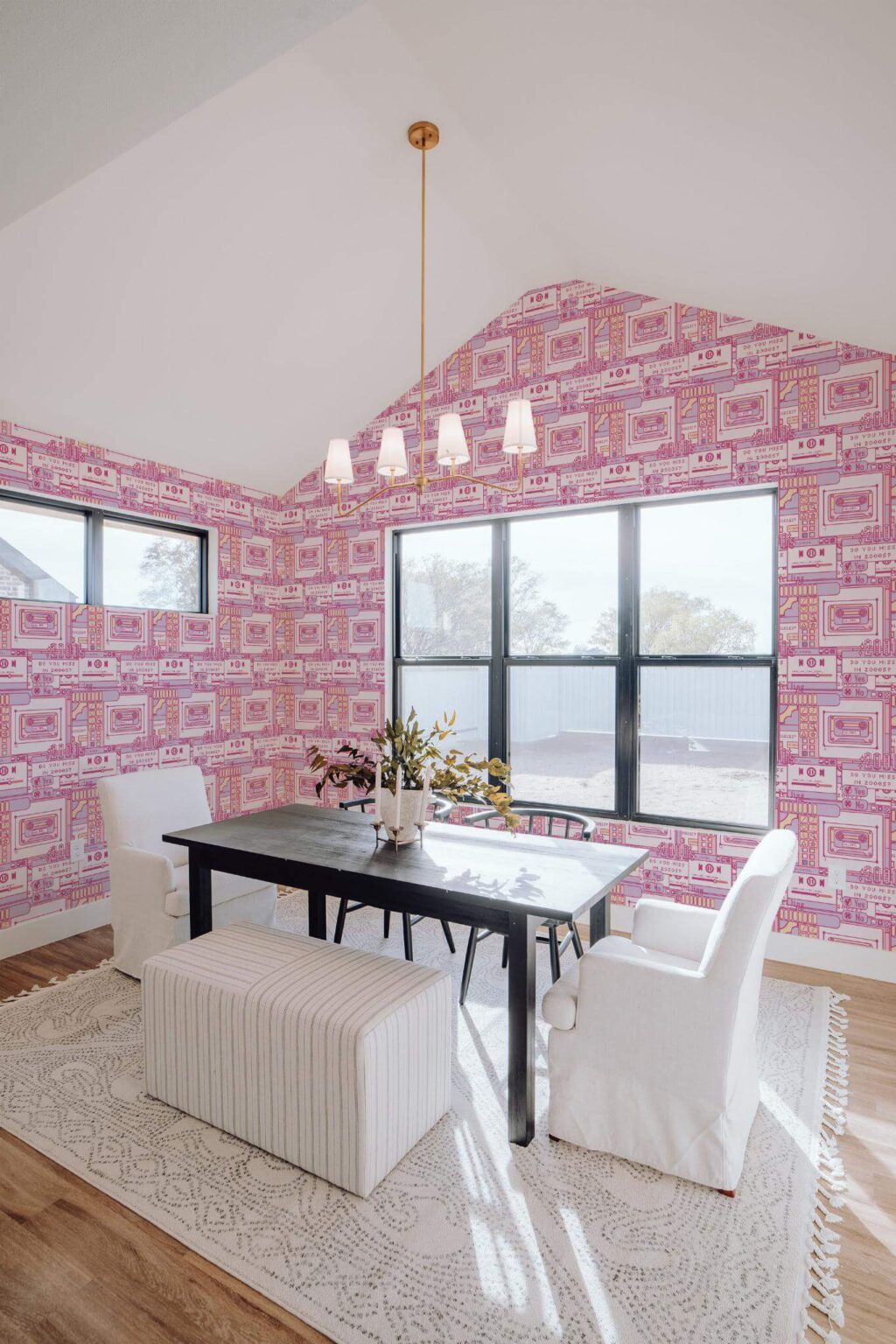 Pink 2000s pattern Peel and Stick Wallpaper or Unpasted