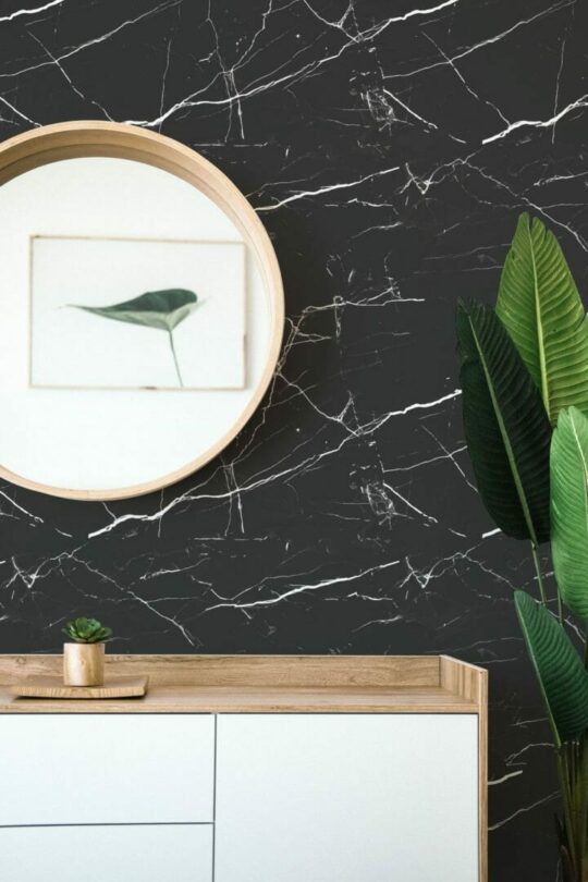 Black marble self adhesive wallpaper