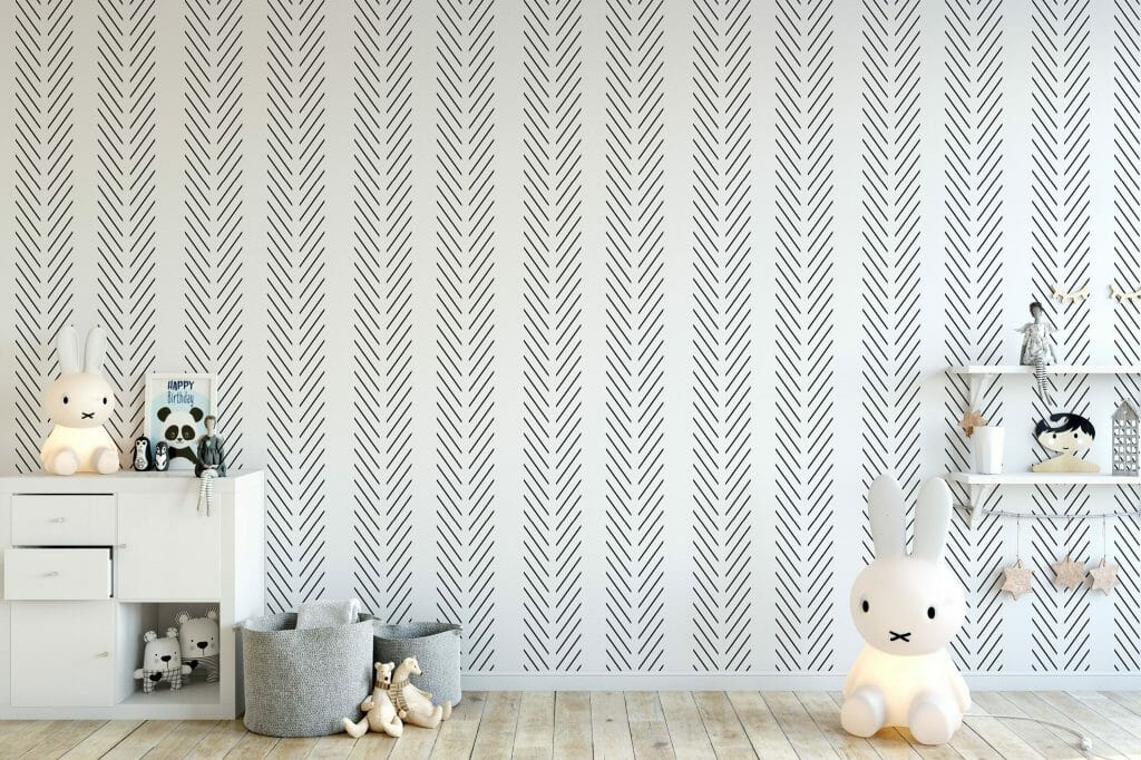 Minimalist herringbone wallpaper - peel and stick removable | Fancy Walls