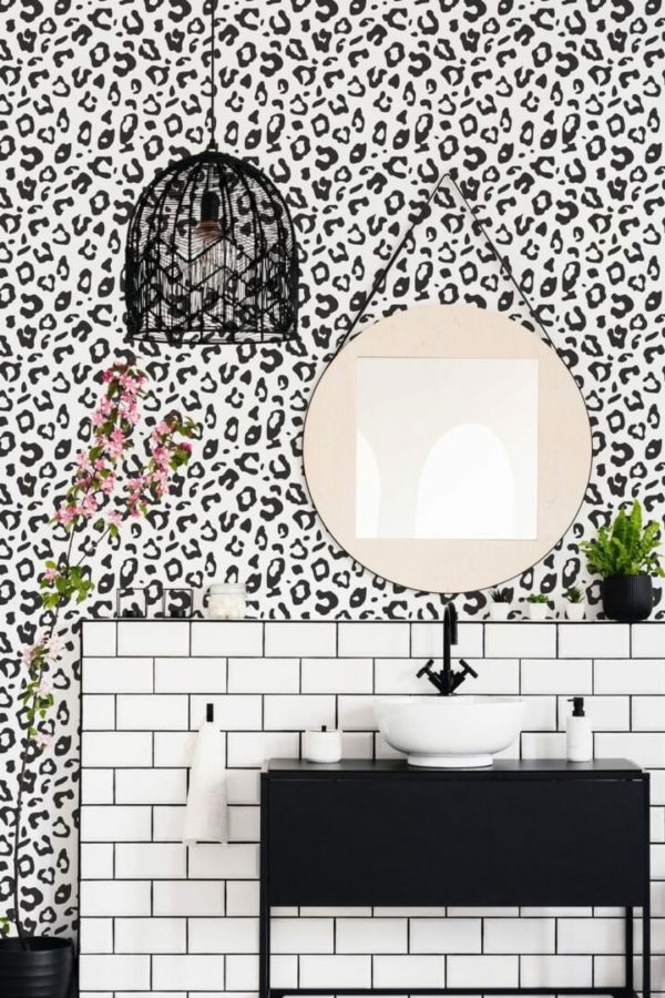 Leopard print peel stick wallpaper
