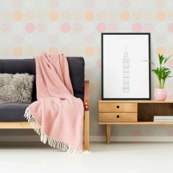 beige and colorful circles peel and stick removable wallpaper