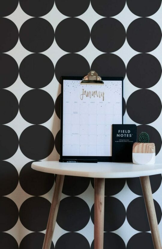Black and white big circle removable wallpaper