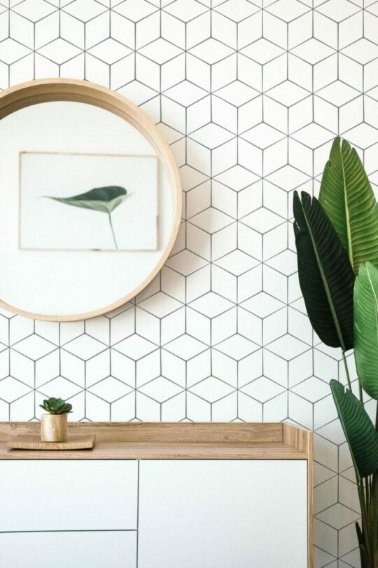 Geometric cube peel and stick wallpaper