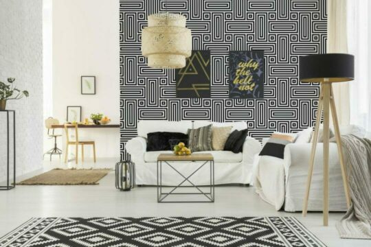 Black and white retro geometric temporary wallpaper