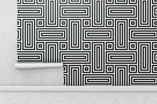 Black and white retro geometric sticky wallpaper