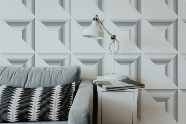 Large geometric square wall wallpaper