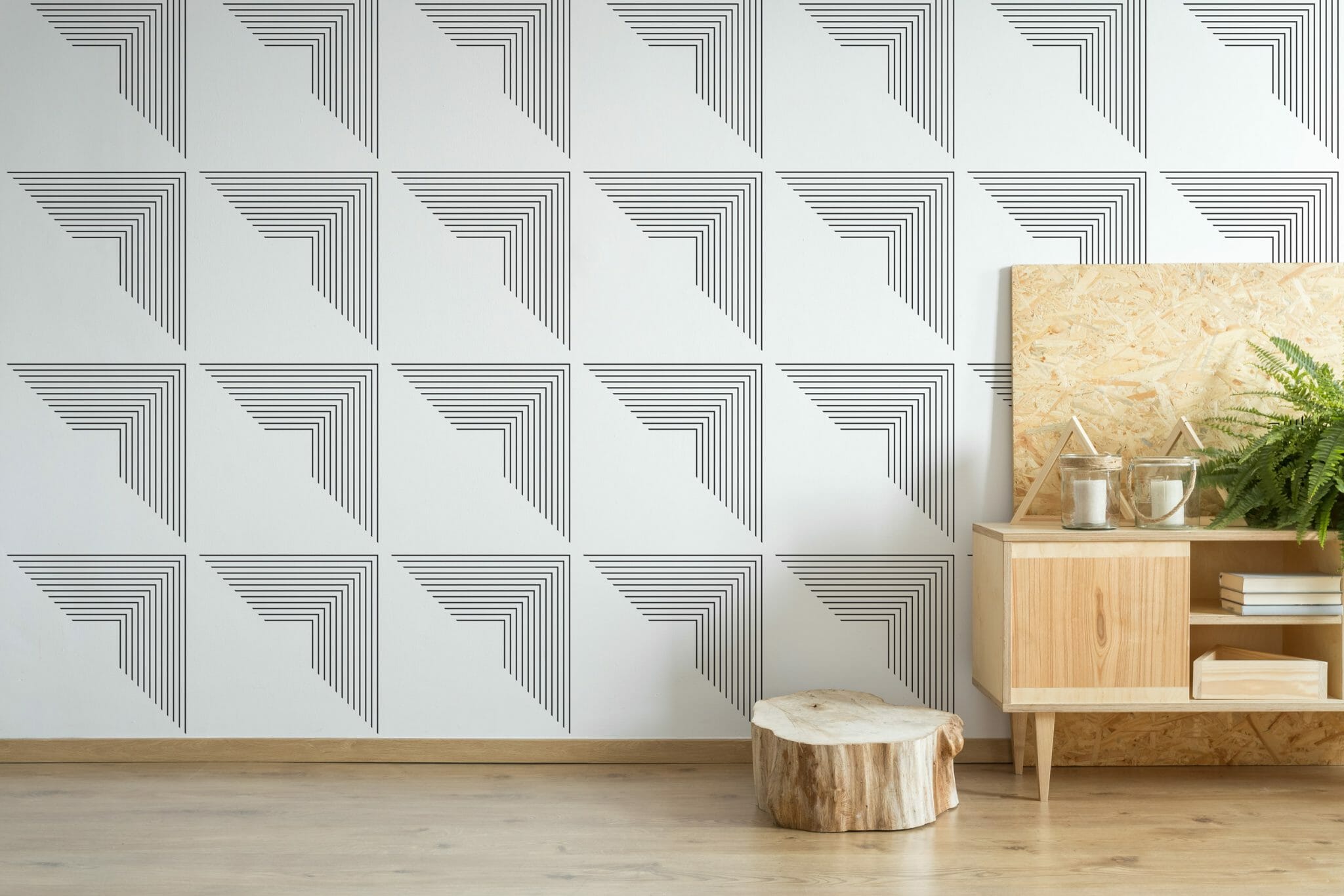 Geometric squares pattern peel and stick wallpaper | Fancy Walls