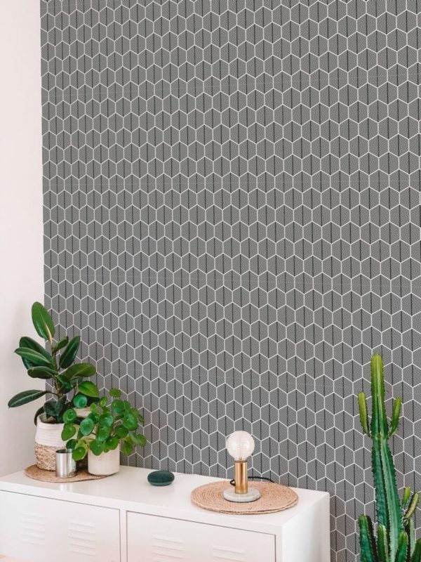 Black and white hexagon temporary wallpaper