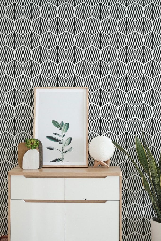 Geometric honeycomb peel and stick wallpaper | Fancy Walls