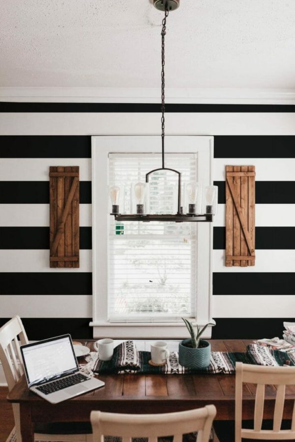 Black and white striped wallpaper for walls