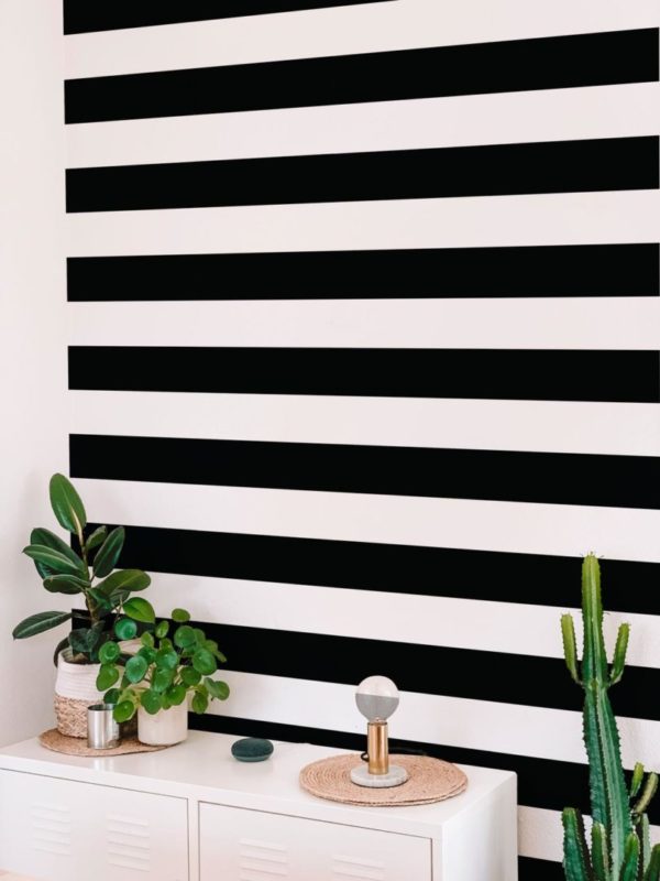 Black and white striped temporary wallpaper