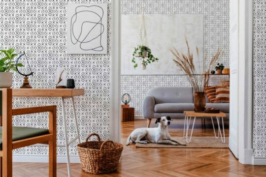 Black and white ethnic self adhesive wallpaper