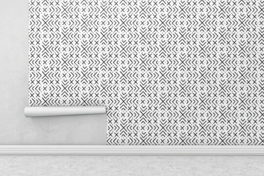 Black and white ethnic peel and stick removable wallpaper