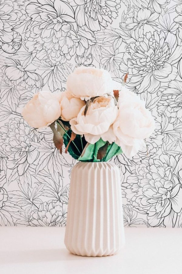 Peony floral peel and stick wallpaper