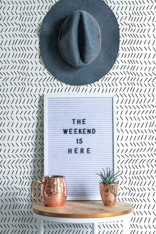Horizontal herringbone stick on wallpaper