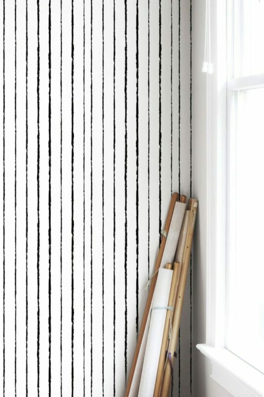 Vertical brush stroke lines stick on wallpaper